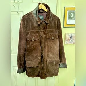SUEDE JACKET WITH LEATHER TRIM - SIZE XL